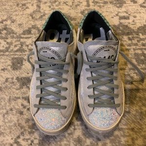 P448 white glitter sneakers